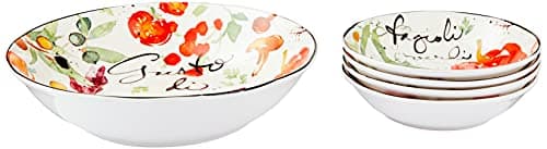 Certified International Melanzana Pasta Set for International Corp: 5 Piece Multicolored