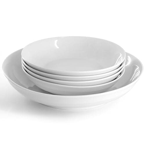 5 Piece White Ceramic Serving and Pasta Bowl Set by Gibson Home