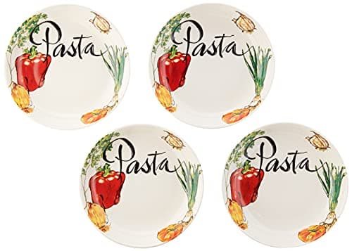 Vibrant Vegetable Design Porcelain Pasta Set - 5 Piece Collection for Lorren Home Trends