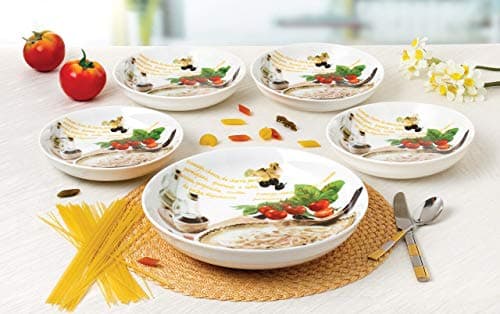 Colorful Mamma Mia Design: Lorren Home Trends 5-Piece Porcelain Pasta Set for Everyone